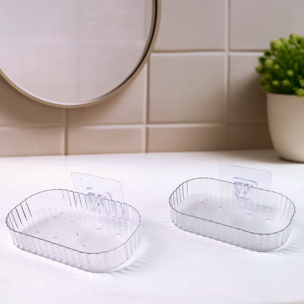 Self Adhesive Transparent Wall Mounted Soap Dish Holder