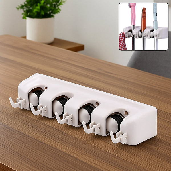 4 Layer Mop and Broom Holder, Garden Tool Organizer, Multipurpose Wall Mounted