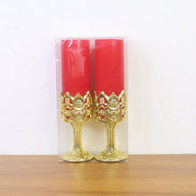 Decorative LED Candle Light Lamps with Golden Stand  (2 Pc)