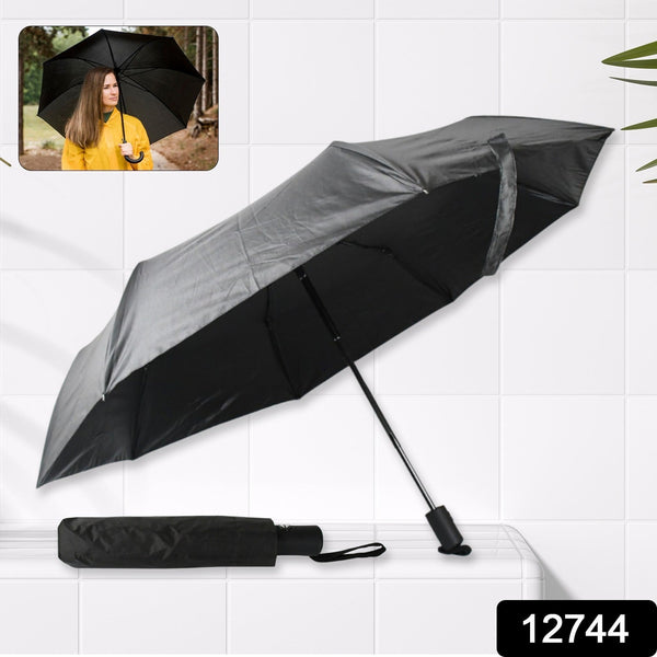 2 Fold Manual Umbrella – Wind, Sun & Rainproof with Steel Shaft & Wrist Strap